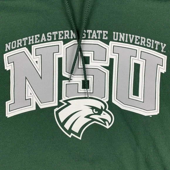 Northeastern State RiverHawks Hoodie Mens 3XL Green Champion NSU Sweatshirt - Picture 3 of 13